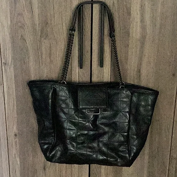 Zara Bags Zara Soft Black Faux Leather And Silver Metal Chain